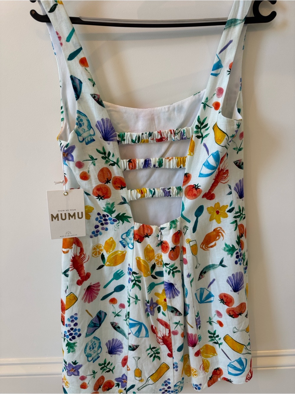 NWT Show Me Your MuMu White Mini Dress with Multicolor Summer Print - Picture 5 of 6